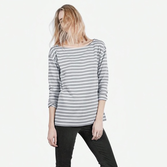 Everlane Grey and White Striped Long Sleeve - Picture 2 of 4